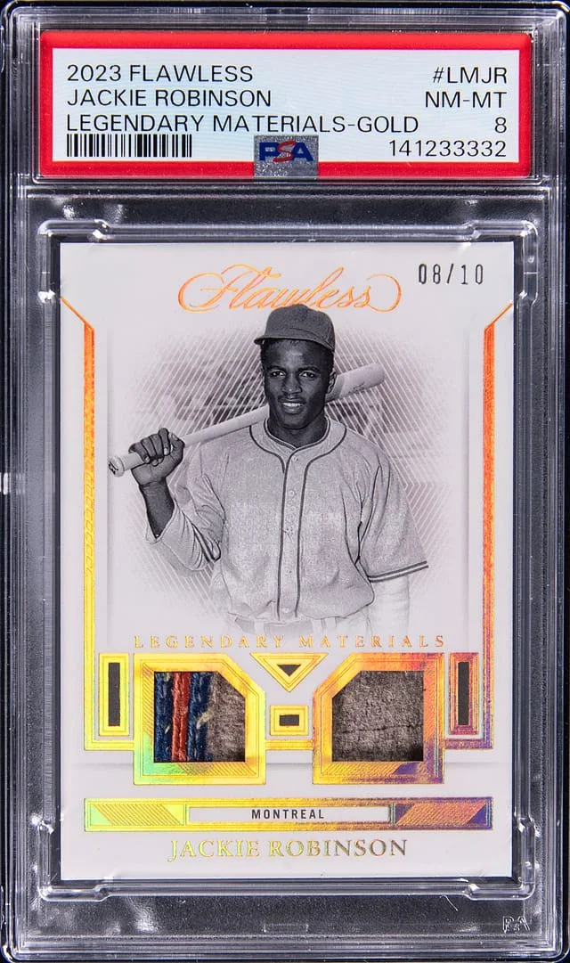 2023 Panini Flawless Jackie Robinson Legendary Materials Gold #LM-JR card image