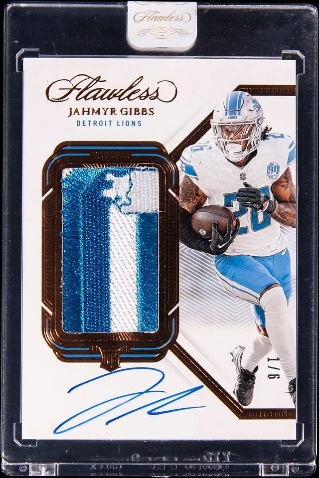 2023 Panini Flawless Jahmyr Gibbs Patch Autograph (RPA) #RPA-JGS card image