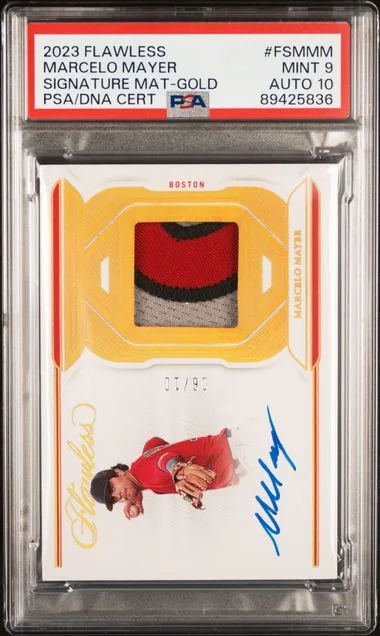 2023 Panini Flawless Marcelo Mayer Signature Materials Gold #FSMMM card image