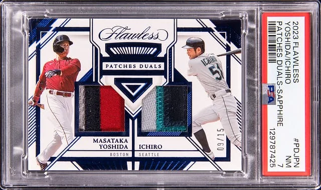 2023 Panini Flawless Masataka Yoshida/Ichiro Patches Duals Sapphire #PD-JPN card image