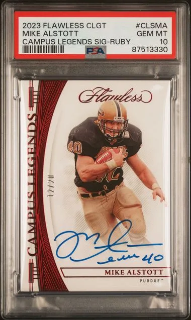 2023 Panini Flawless Mike Alstott Collegiate Campus Legends Signatures Ruby #CLSMA card image