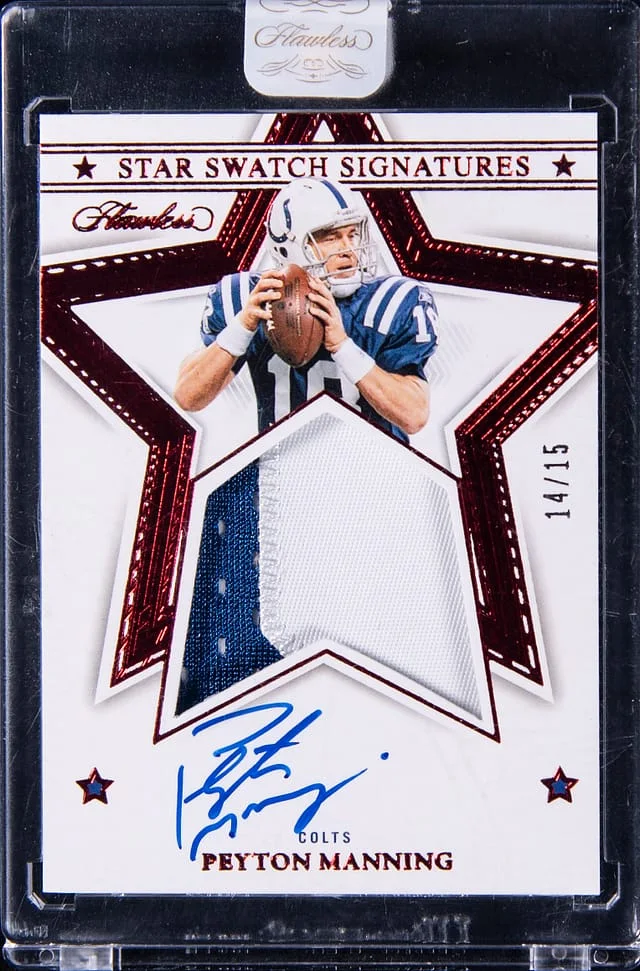 2023 Panini Flawless Peyton Manning Star Swatch Signatures #SS-PMA card image