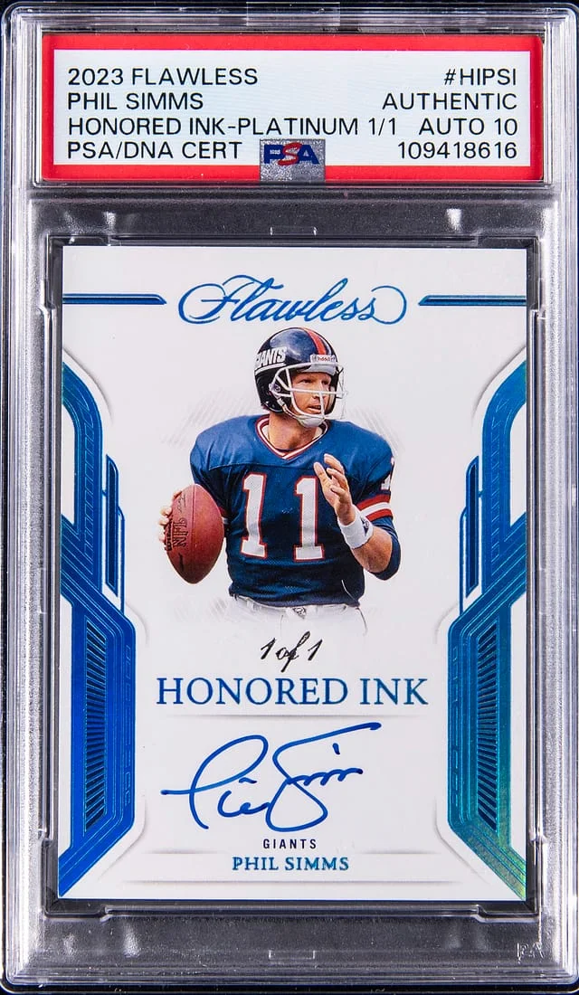 2023 Panini Flawless Phil Simms Honored Ink Platinum #HI-PSI card image