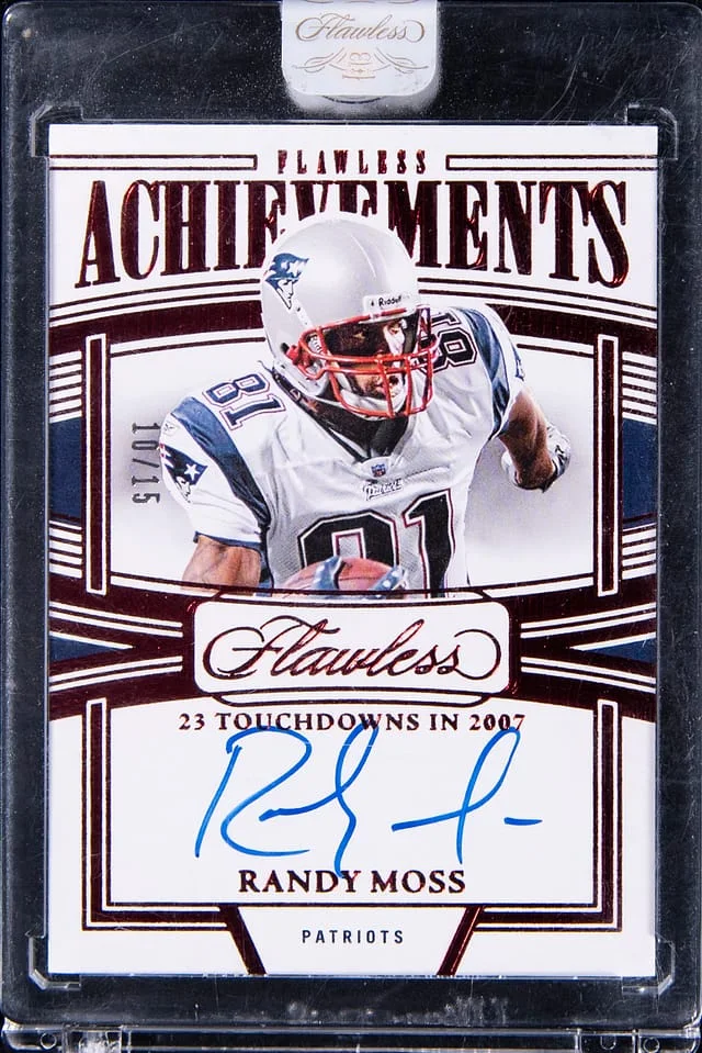 2023 Panini Flawless Randy Moss Achievements Autograph Ruby #FA-RM card image