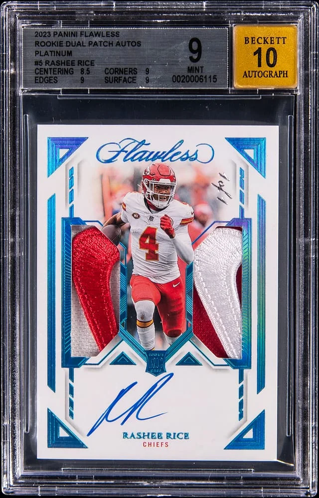 2023 Panini Flawless Rashee Rice Dual Patch Autographs Platinum #DPA-RRE card image