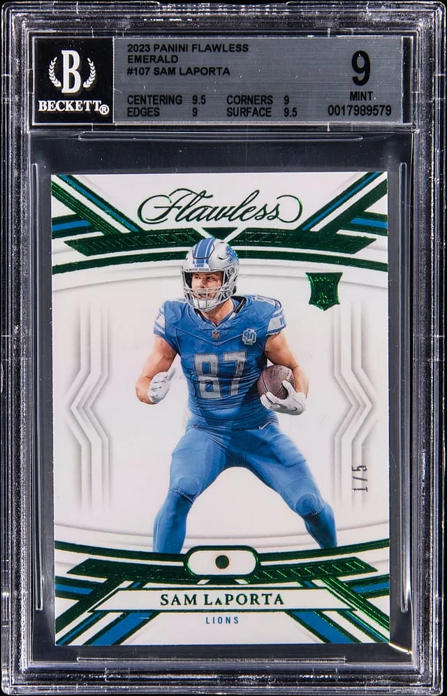 2023 Panini Flawless Sam LaPorta Emerald #107 card image