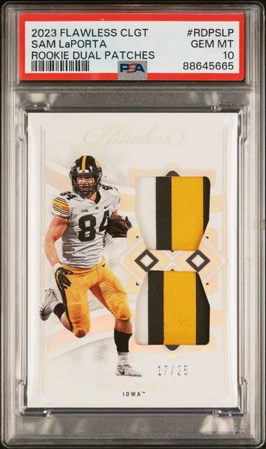 2023 Panini Flawless Sam Laporta Collegiate Dual Patches #RDS-SLP card image