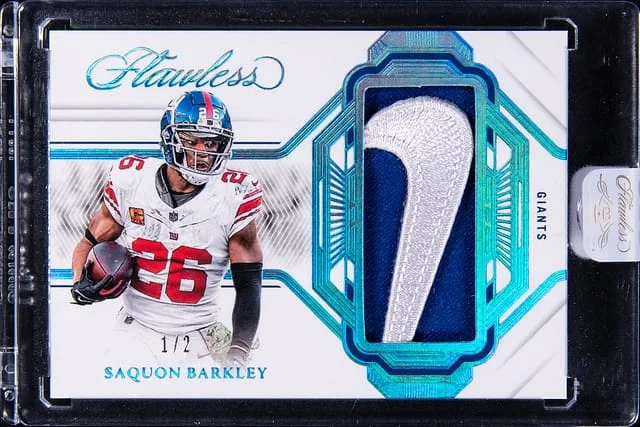 2023 Panini Flawless Saquon Barkley Patches Aquamarine #P-SBA card image