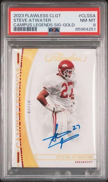 2023 Panini Flawless Steve Atwater Collegiate Campus Legends Signatures Gold #CLSSA card image