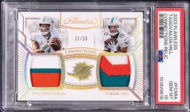 2023 Panini Flawless Tua Tagovailoa/Tyreek Hill Connections Relic #FC-MIA card image