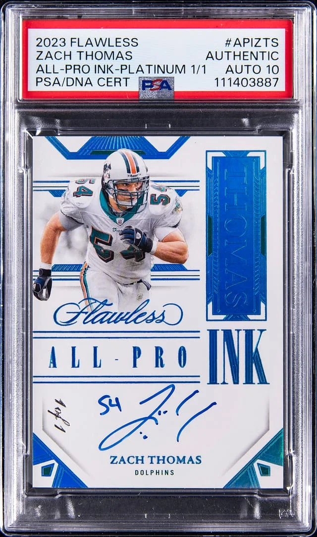 2023 Panini Flawless Zach Thomas All-Pro Ink Platinum #API-ZTS card image