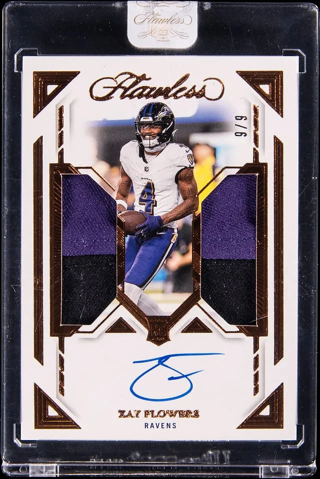 2023 Panini Flawless Zay Flowers Dual Patch Autograph Bronze #DPA-ZFS card image