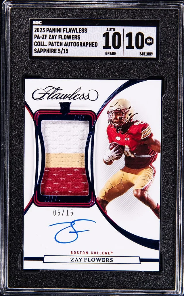 2023 Panini Flawless Zay Flowers Collegiate Patch Autographed #PA-ZF card image