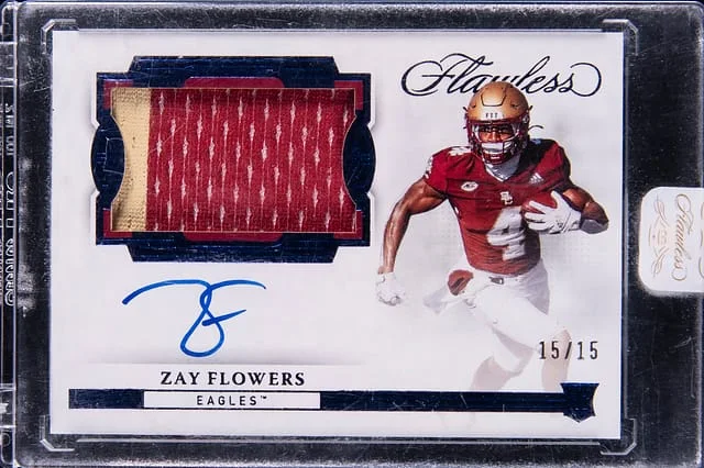 2023 Panini Flawless Zay Flowers Collegiate Patch Autographs Horizontal #RPAH-ZAF card image