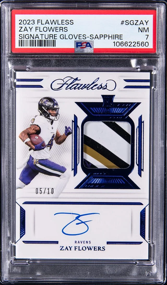 2023 Panini Flawless Zay Flowers Signature Gloves Sapphire #SG-ZAY card image