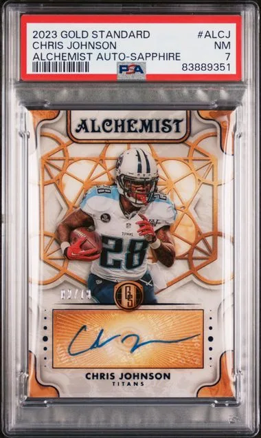 2023 Panini Gold Standard Alchemist Autographs Sapphire Alcj Chris Johnson #no-number card image