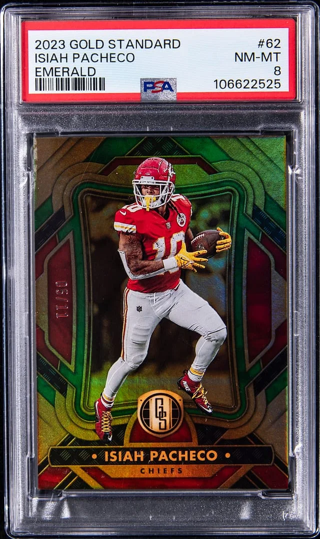 2023 Panini Gold Standard Isiah Pacheco Emerald #62 card image
