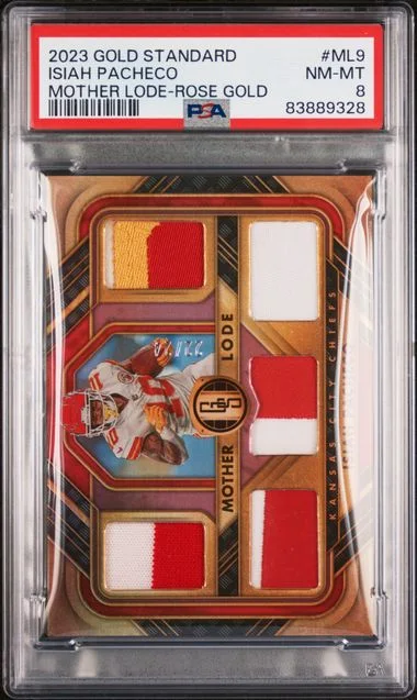 2023 Panini Gold Standard Isiah Pacheco Mother Lode Rose Gold #Ml9 card image