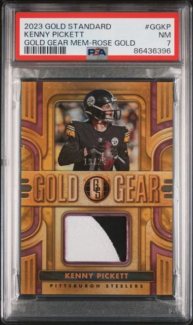 2023 Panini Gold Standard Kenny Pickett Gold Gear Memorabilia Rose Gold #GG-KP card image