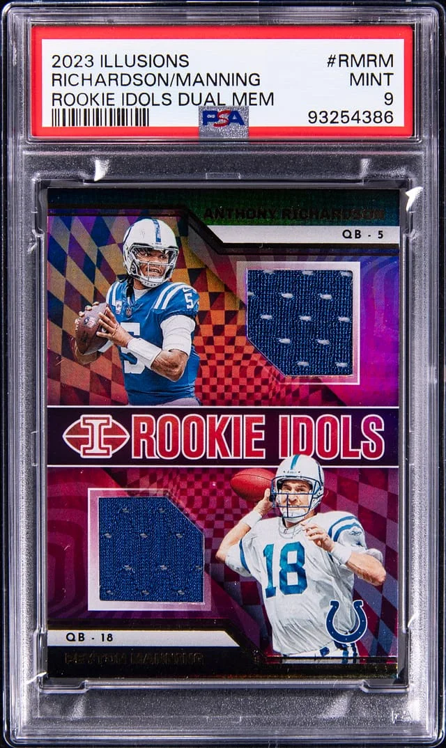 2023 Panini Illusions Anthony Richardson/Peyton Manning Idols Dual Memorabilia #RMRM card image