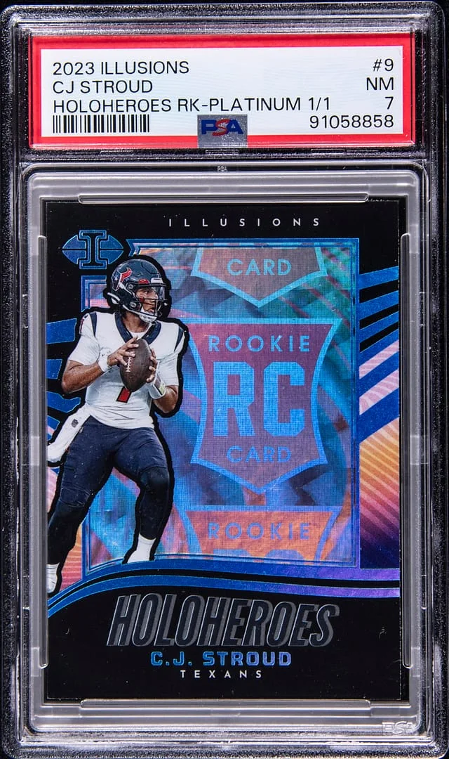 2023 Panini Illusions C.J. Stroud Holoheroes Platinum #9 card image