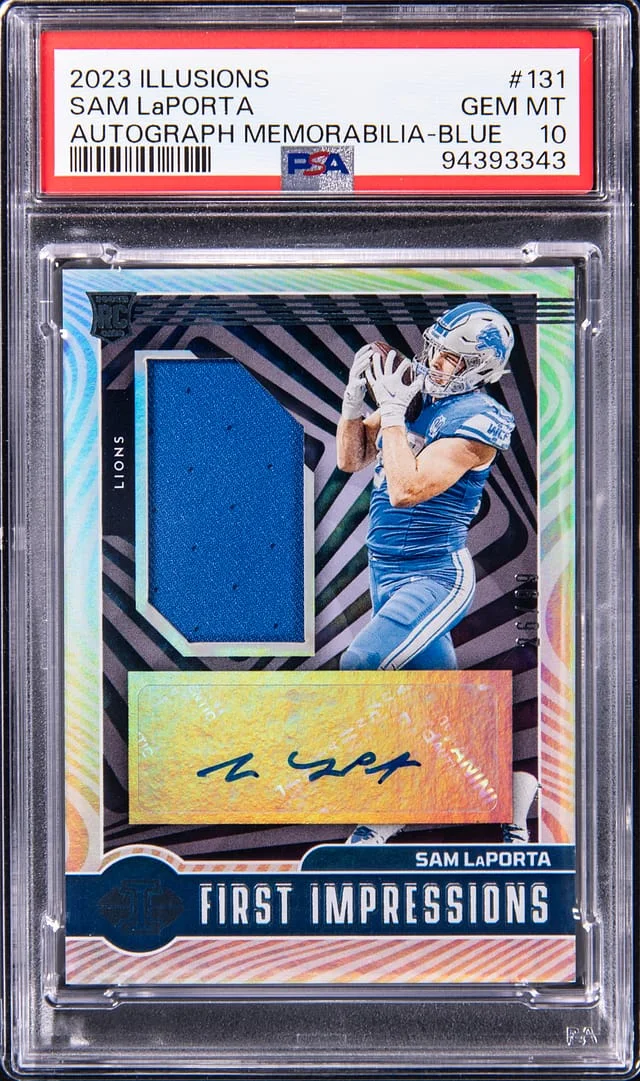2023 Panini Illusions Sam LaPorta Autograph Memorabilia-Blue #131 card image
