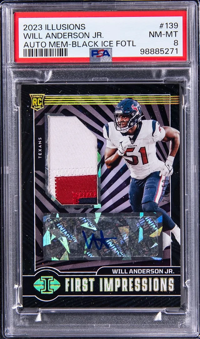 2023 Panini Illusions Will Anderson Jr. Autograph Memorabilia Black Ice FOTL #139 card image