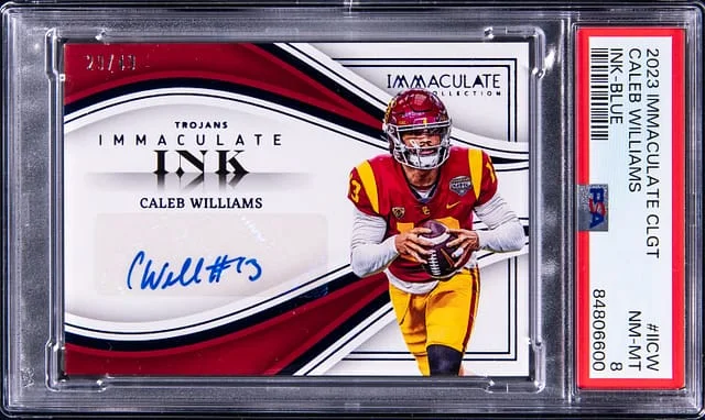 2023 Panini Immaculate Caleb Williams Collegiate Ink Blue #II-CW card image