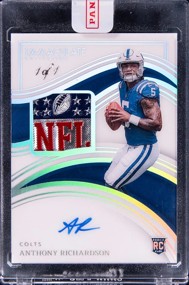 2023 Panini Immaculate Collection Anthony Richardson Patch Autograph (RPA) NFL Shield #102 card image