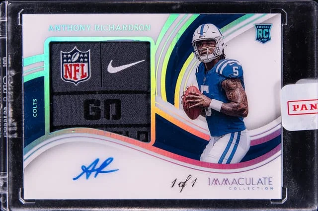 2023 Panini Immaculate Collection Anthony Richardson Premium Patch Autograph Platinum #PP-ARI card image