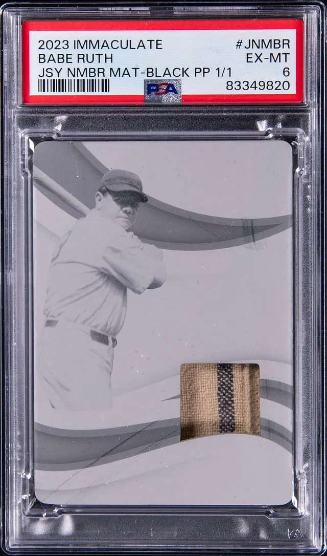 2023 Panini Immaculate Collection Babe Ruth Jersey Number Material Black Printing Plate #JNM-BR card image