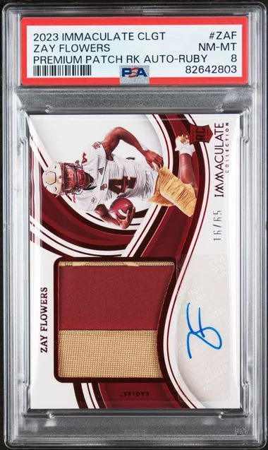 2023 Panini Immaculate Collection Collegiate Premium Patches Autographs Ruby Zaf Zay Flowers #no-number card image