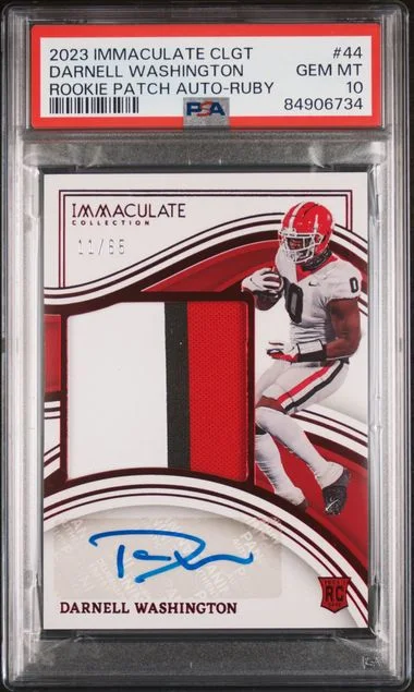 2023 Panini Immaculate Collection Darnell Washington Collegiate Patch Autographs Ruby #44 card image