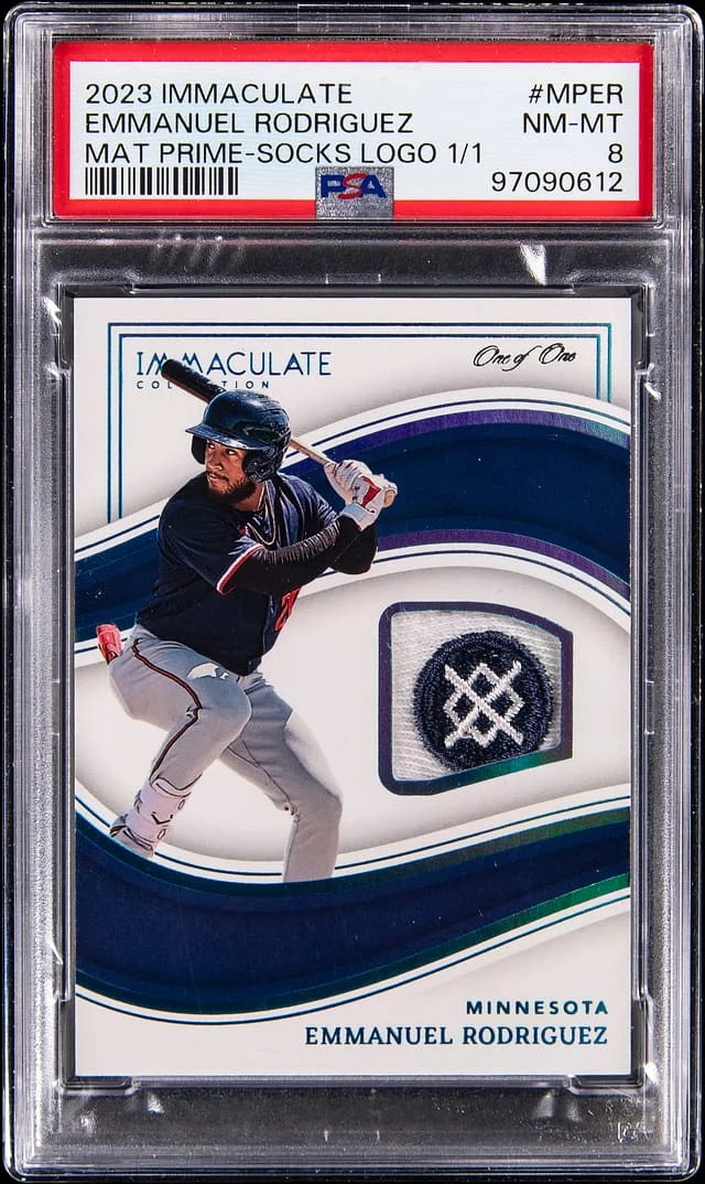 2023 Panini Immaculate Collection Emmanuel Rodriguez Materials Prime Socks Logo #MP-ER card image