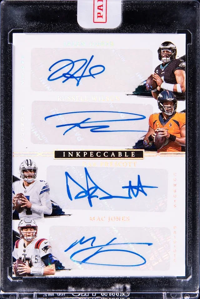 2023 Panini Immaculate Collection Hurts/Wilson/Prescott/Jones Quad Inkpeccable Quads #INKQ-CQB card image