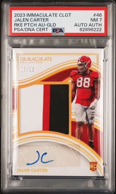 2023 Panini Immaculate Collection Jalen Carter Collegiate Patch Autographs Gold #46 card image