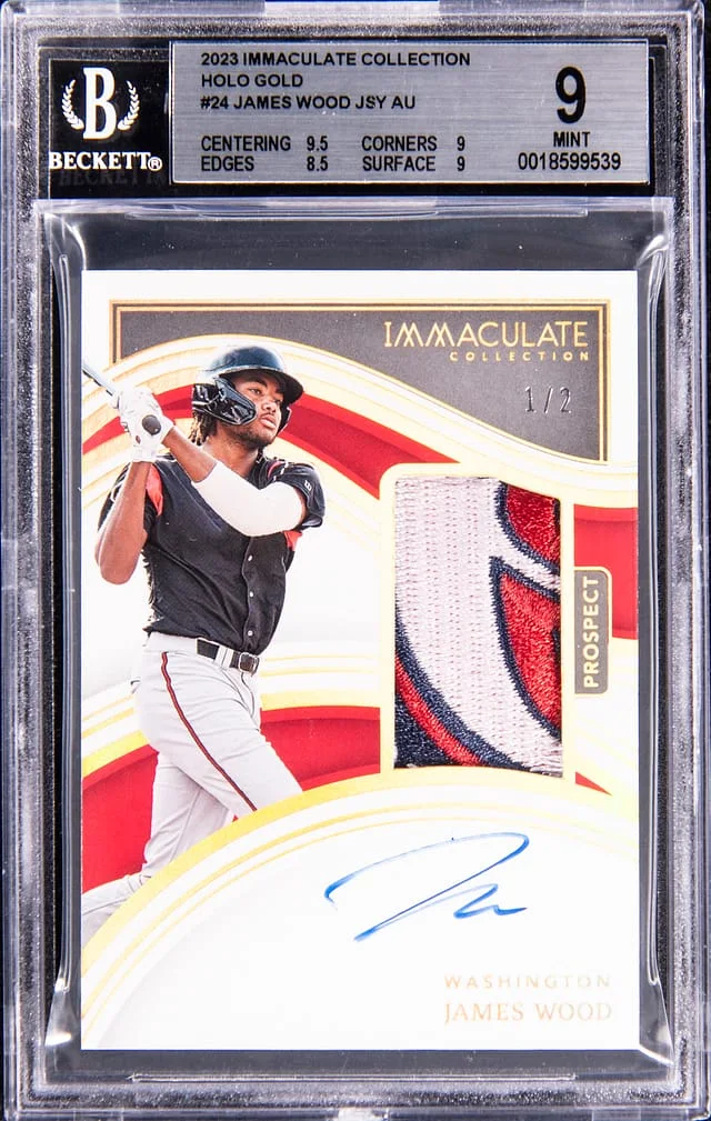 2023 Panini Immaculate Collection James Wood Patch Autograph Holo Gold #24 card image