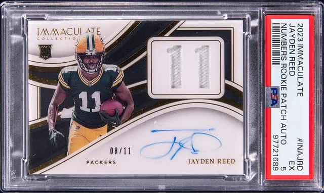 2023 Panini Immaculate Collection Jayden Reed Numbers Patch Autograph #INA-JRD card image