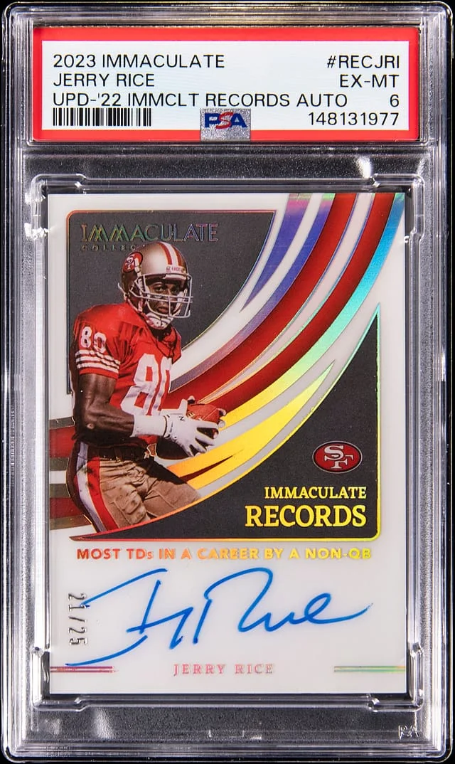 2023 Panini Immaculate Collection Jerry Rice Update '22 Immaculate Records Autograph #REC-JRI card image