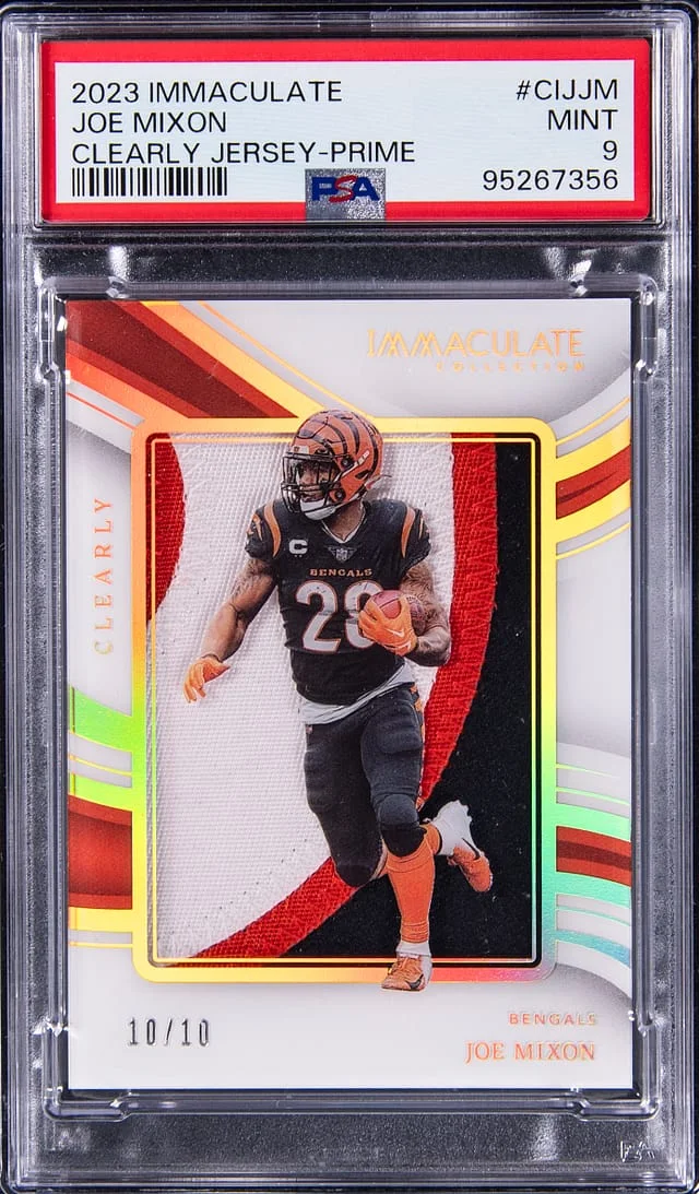 2023 Panini Immaculate Collection Joe Mixon Clearly Jersey Prime #CIJ-JM card image