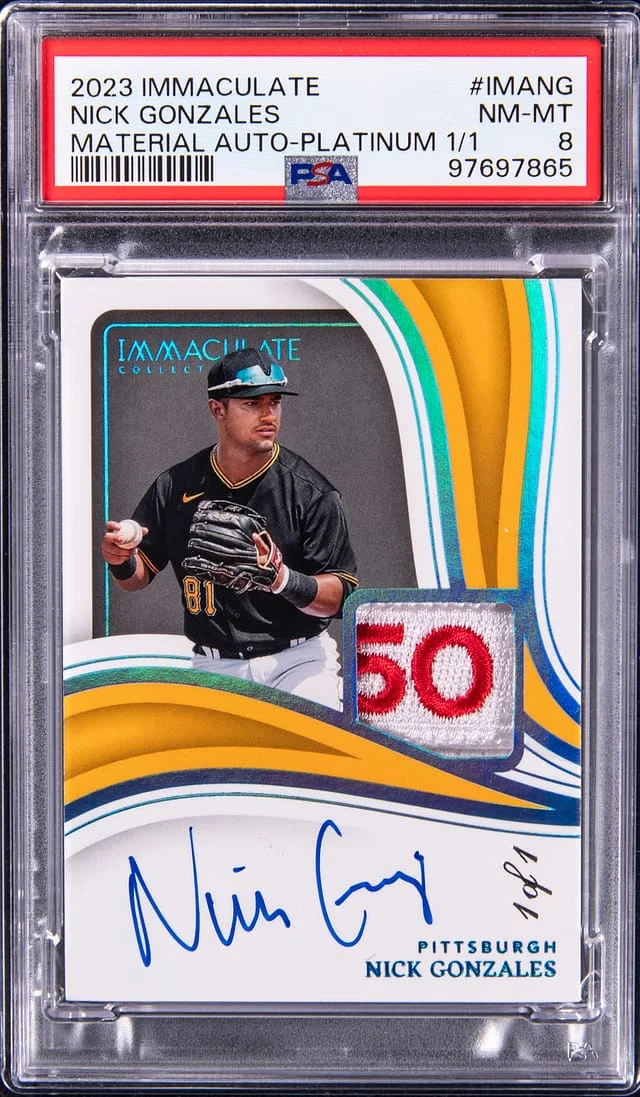 2023 Panini Immaculate Collection Nick Gonzales Immaculate Material Autograph Platinum #IMA-NG card image