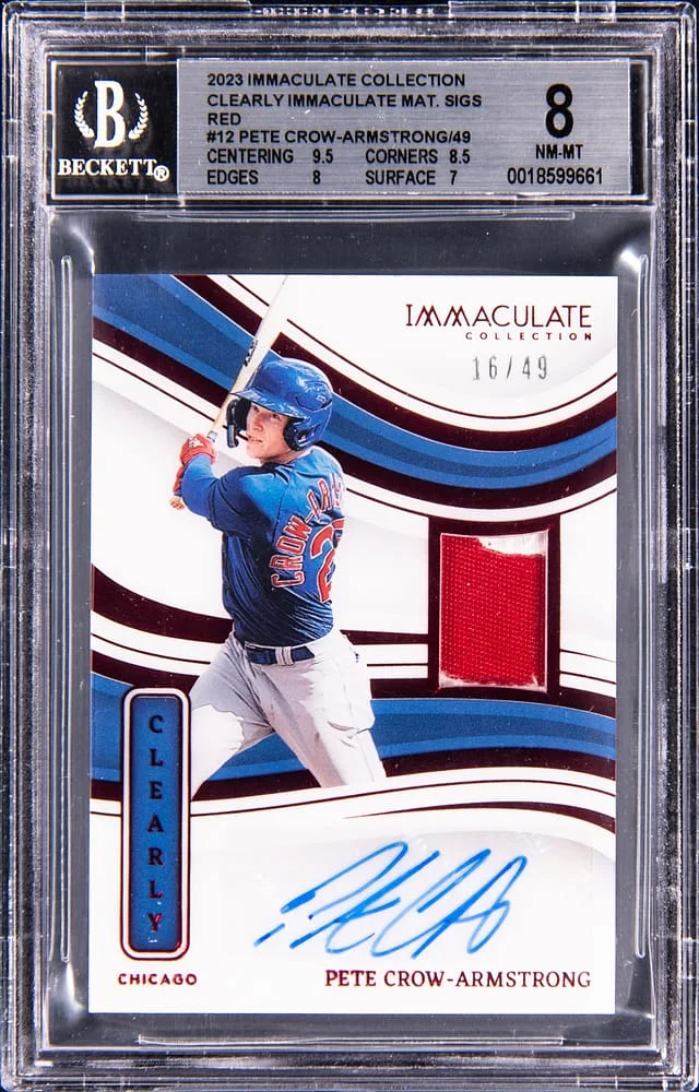 2023 Panini Immaculate Collection Pete Crow-Armstrong Clearly Immaculate Material Signatures Red #CMS-PCA card image