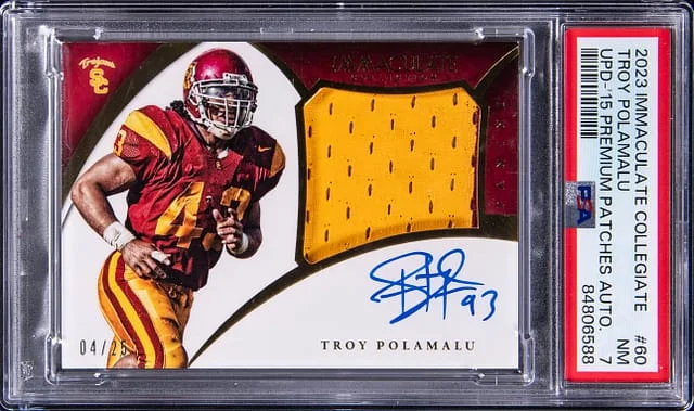 2023 Panini Immaculate Collection Troy Polamalu Update '15 Premium Patches Autograph #60 card image