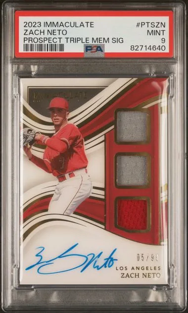 2023 Panini Immaculate Collection Zach Neto Prospect Triple Memorabilia Signatures #PTSZN card image