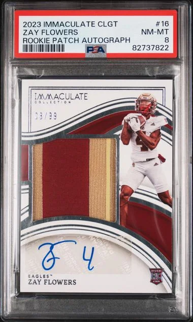 2023 Panini Immaculate Collection Zay Flowers Collegiate Patch Autographs #16 card image