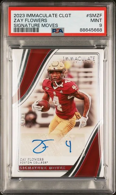 2023 Panini Immaculate Collection Zay Flowers Collegiate Signature Moves #SMZF card image