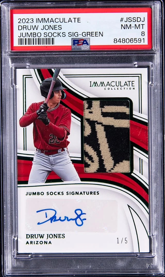 2023 Panini Immaculate Druw Jones Jumbo Socks Signatures Green #JSS-DJ card image