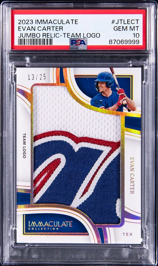 2023 Panini Immaculate Evan Carter Jumbo Relic Team Logo #JTLECT card image