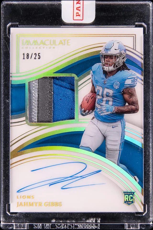 2023 Panini Immaculate Jahmyr Gibbs Patch Autograph (RPA) #112 card image