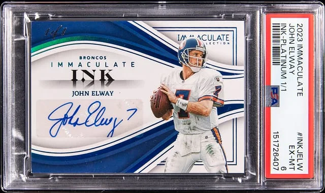 2023 Panini Immaculate John Elway Ink Platinum #INK-JELW card image